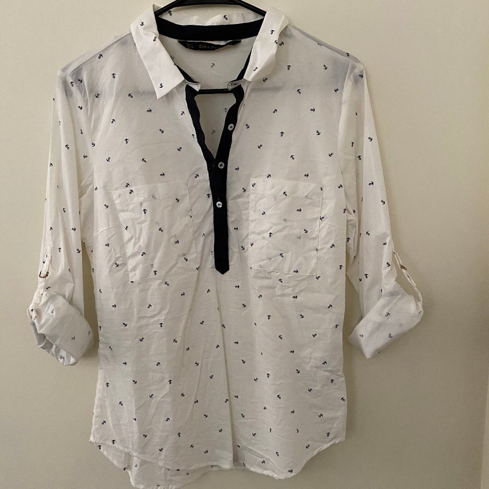 White 3/4 button up
